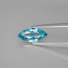 Zircão azul natural 1,33ct, marquise, VS
