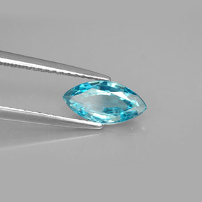 Zircão azul natural 1,44ct, marquise, VVS