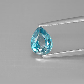 Zircão azul natural 1,50ct, formato de pêra, VVS-VS