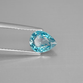 Zircão azul natural 1,50ct, formato de pêra, VVS-VS