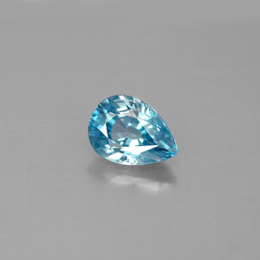 Zircão azul natural 1,66ct, formato de pêra, VVS-VS