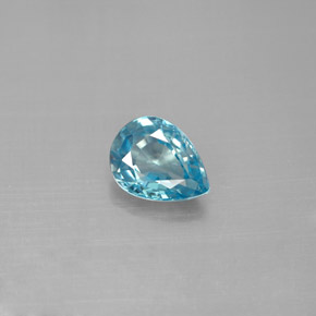 Zircão azul natural 1,67ct, formato de pêra, VVS