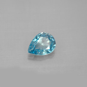 Zircão azul natural 1,67ct, formato de pêra, VVS