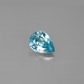 Zircão azul natural 1,58ct, formato de pêra, VVS-VS