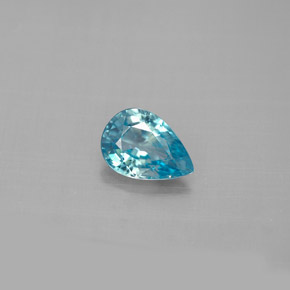 Zircão azul natural 1,27ct, formato de pêra, VVS