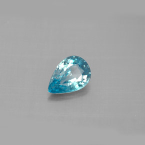 Zircão azul natural 1,27ct, formato de pêra, VVS