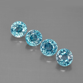 Pedras preciosas de zircão azul natural de  ct, corte redondo, VS