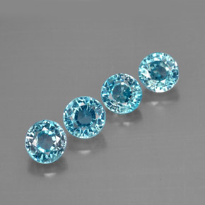 Pedras preciosas de zircão azul natural de  ct, corte redondo, VS