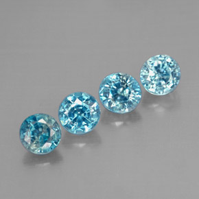 Pedras preciosas de zircão azul natural de  ct, corte redondo, VS