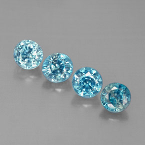 Pedras preciosas de zircão azul natural de  ct, corte redondo, VS
