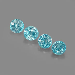 Pedras preciosas de zircão azul natural de  ct, corte redondo, VS