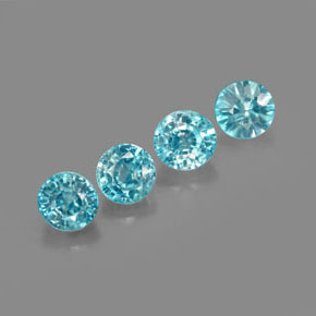 Pedras preciosas de zircão azul natural de  ct, corte redondo, VS