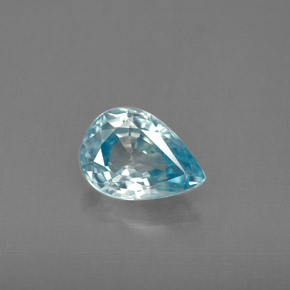 Zircão azul natural 1,54ct, formato de pêra, VVS