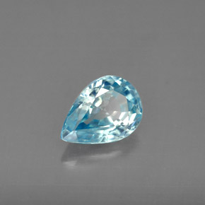 Zircão azul natural 1,54ct, formato de pêra, VVS
