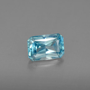 Zircão azul natural 1,39ct, corte esmeralda, VVS