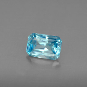 Zircão azul natural 1,39ct, corte esmeralda, VVS
