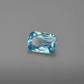 Zircão azul natural 1,19ct, corte esmeralda, VVS
