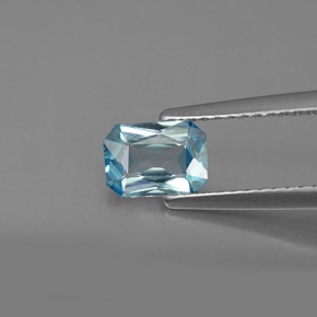 Zircão azul natural 0,99ct, corte esmeralda, VVS