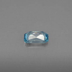 Zircão azul natural 0,99ct, corte esmeralda, VVS
