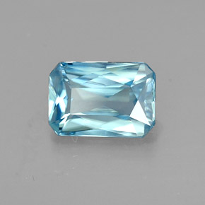 Zircão azul natural 1,20ct, corte esmeralda, VVS