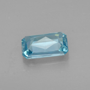 Zircão azul natural 1,20ct, corte esmeralda, VVS