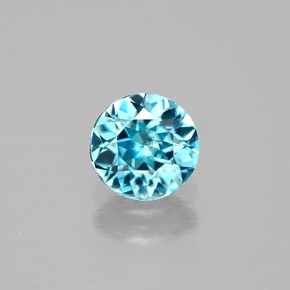 Zircão azul natural 0,63ct, corte redondo, VVS-VS