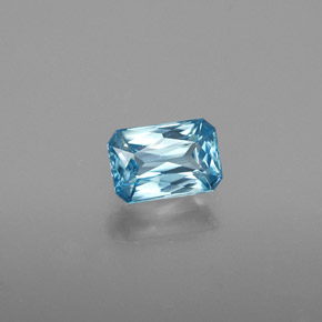 Zircão Azul Natural 0,94ct, Corte Esmeralda, SI