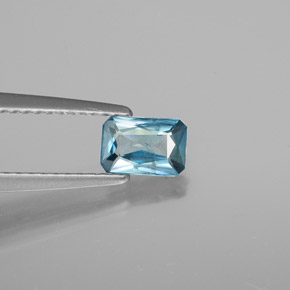 Zircão azul natural 0,66ct, corte esmeralda, SI