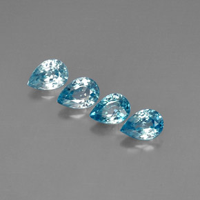 Pedras preciosas de zircão azul natural de  ct, formato de pêra, VVS-VS