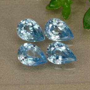 Pedras preciosas de zircão azul natural de 4,14 ct, formato de pêra, VVS-VS