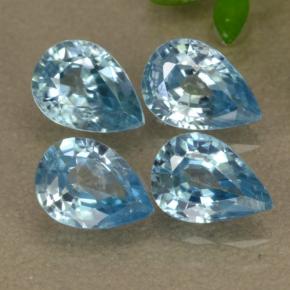Pedras preciosas de zircão azul natural de 4,14 ct, formato de pêra, VVS-VS