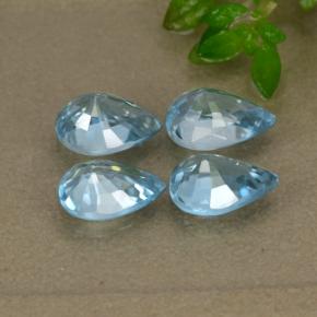 Pedras preciosas de zircão azul natural de 4,14 ct, formato de pêra, VVS-VS