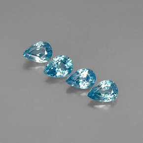Pedras preciosas de zircão azul natural de  ct, formato de pêra, VVS-VS