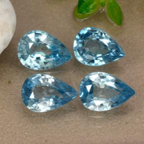 Pedras preciosas de zircão azul natural de 3,79 ct, formato de pêra, VVS-VS
