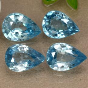 Pedras preciosas de zircão azul natural de 3,79 ct, formato de pêra, VVS-VS