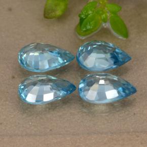 Pedras preciosas de zircão azul natural de 3,79 ct, formato de pêra, VVS-VS