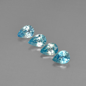 Pedras preciosas de zircão azul natural de 4,07 ct, formato de pêra, VVS-VS