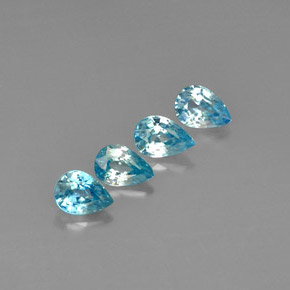 Pedras preciosas de zircão azul natural de 4,07 ct, formato de pêra, VVS-VS