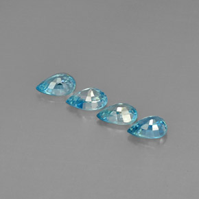 Pedras preciosas de zircão azul natural de 4,07 ct, formato de pêra, VVS-VS