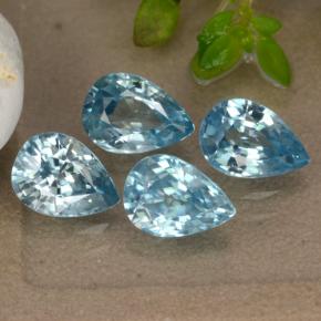 Pedras preciosas de zircão azul natural de 4,33 ct, formato de pêra, VVS-VS