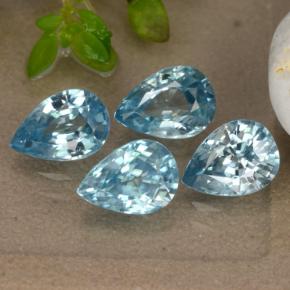 Pedras preciosas de zircão azul natural de 4,33 ct, formato de pêra, VVS-VS