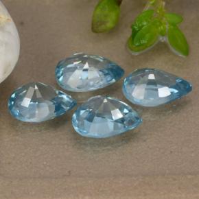Pedras preciosas de zircão azul natural de 4,33 ct, formato de pêra, VVS-VS