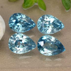 Pedras preciosas de zircão azul natural de 4,53 ct, formato de pêra, VVS-VS