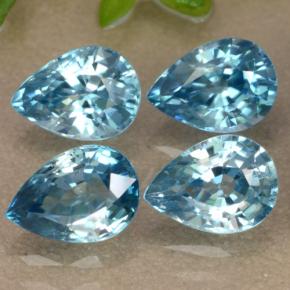 Pedras preciosas de zircão azul natural de 4,53 ct, formato de pêra, VVS-VS