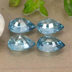Pedras preciosas de zircão azul natural de 4,53 ct, formato de pêra, VVS-VS