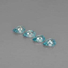Pedras preciosas de zircão azul natural de  ct, formato de pêra, VVS-VS