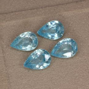 Pedras preciosas de zircão azul-ciano natural de 3,60 ct, formato de pêra, VVS-VS