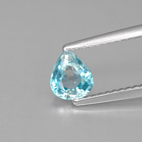 Zircão azul natural 0,87ct, formato de pêra, VS