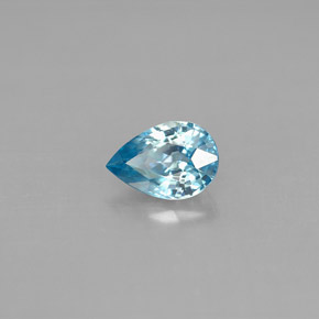 Zircão azul natural 1,04ct, formato de pêra, VVS
