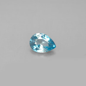 Zircão azul natural 0,82ct, formato de pêra, VVS